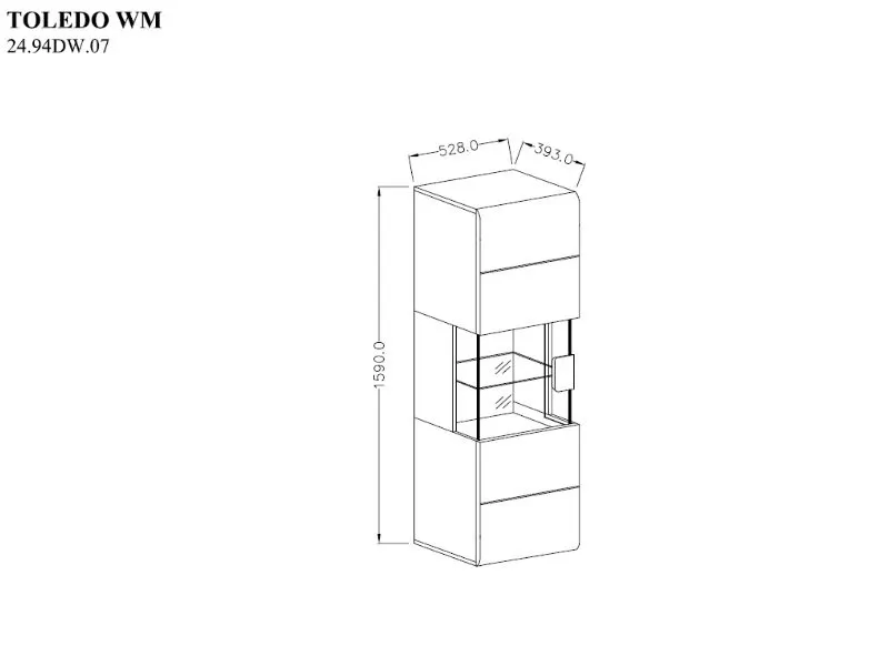 Witryna TOLEDO 7 wisząca biała 159x53x39cm - 2498DW07
