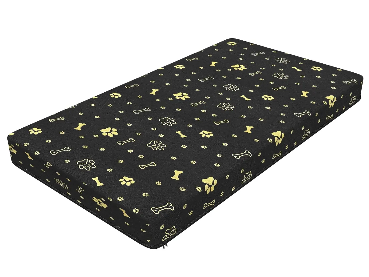 Legowisko dla psa średnie 101x55x4 wodoodporne z tkaniną antypoślizgową czarny złoty