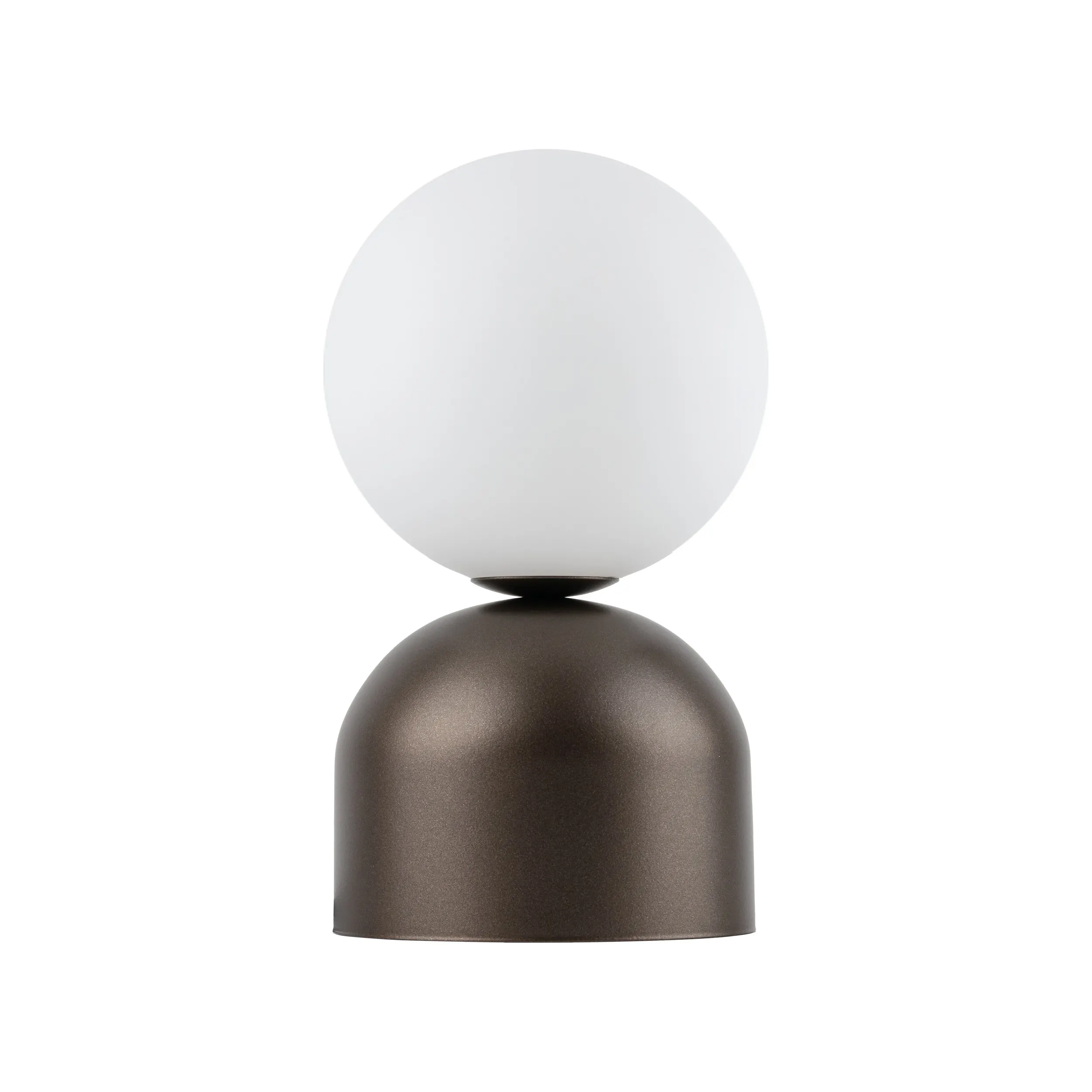 Lampka nocna MIKI brązowa z białym okrągłym szklanym kloszem 21x12cm - TK_16043