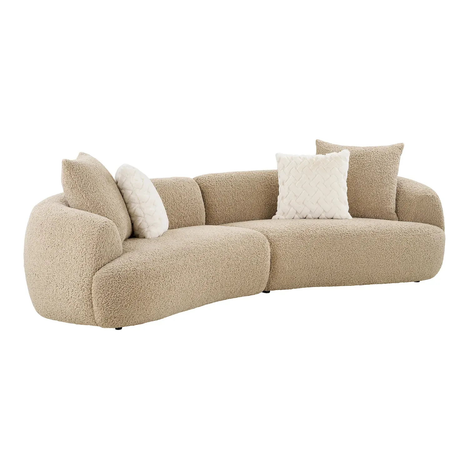 Sofa w obłych kształtach DALI 304cm z 4 poduszkami beżowy