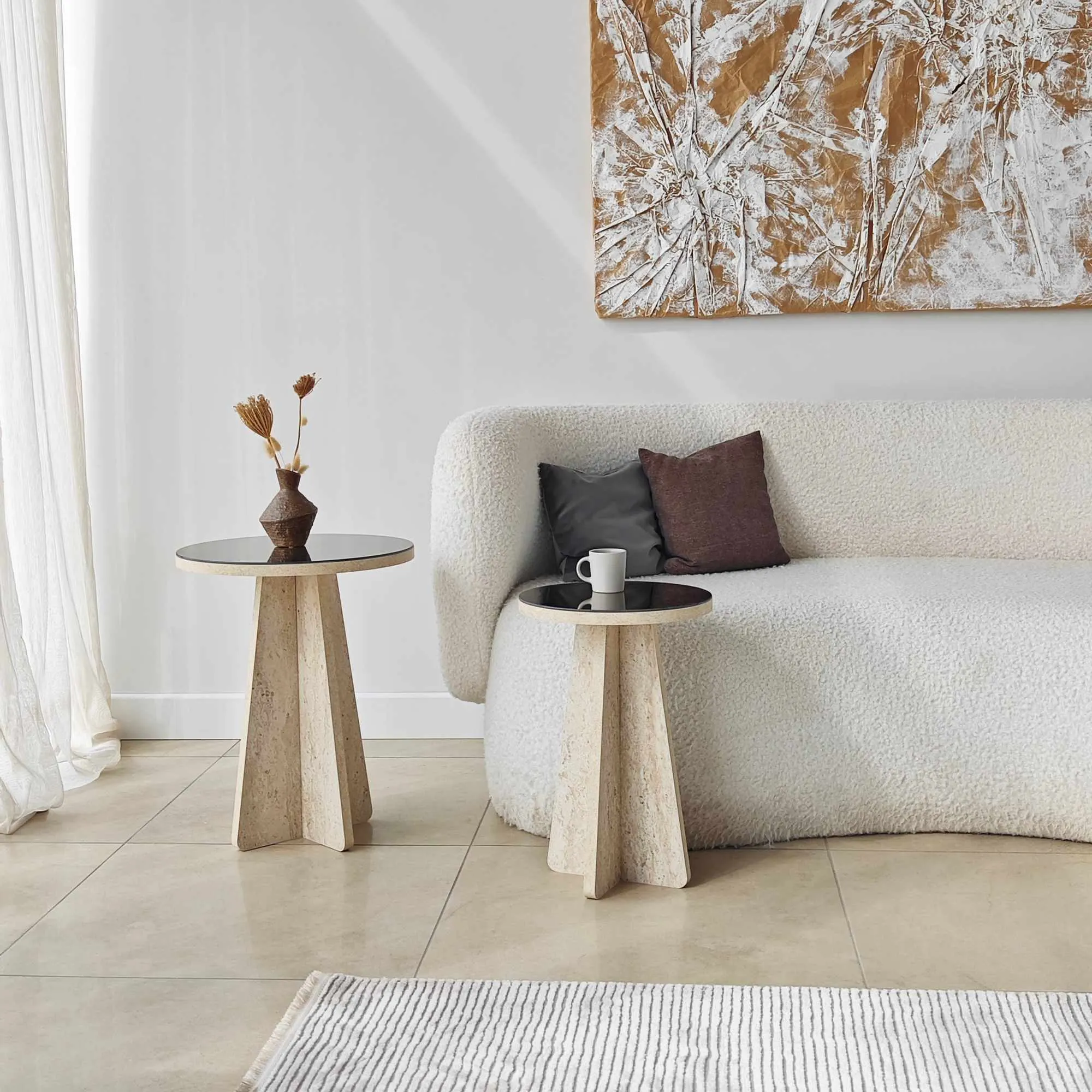 Zestaw stolików kawowych LUNA Fi40 Fi30 trawertynowy - ASI_552NOS2587