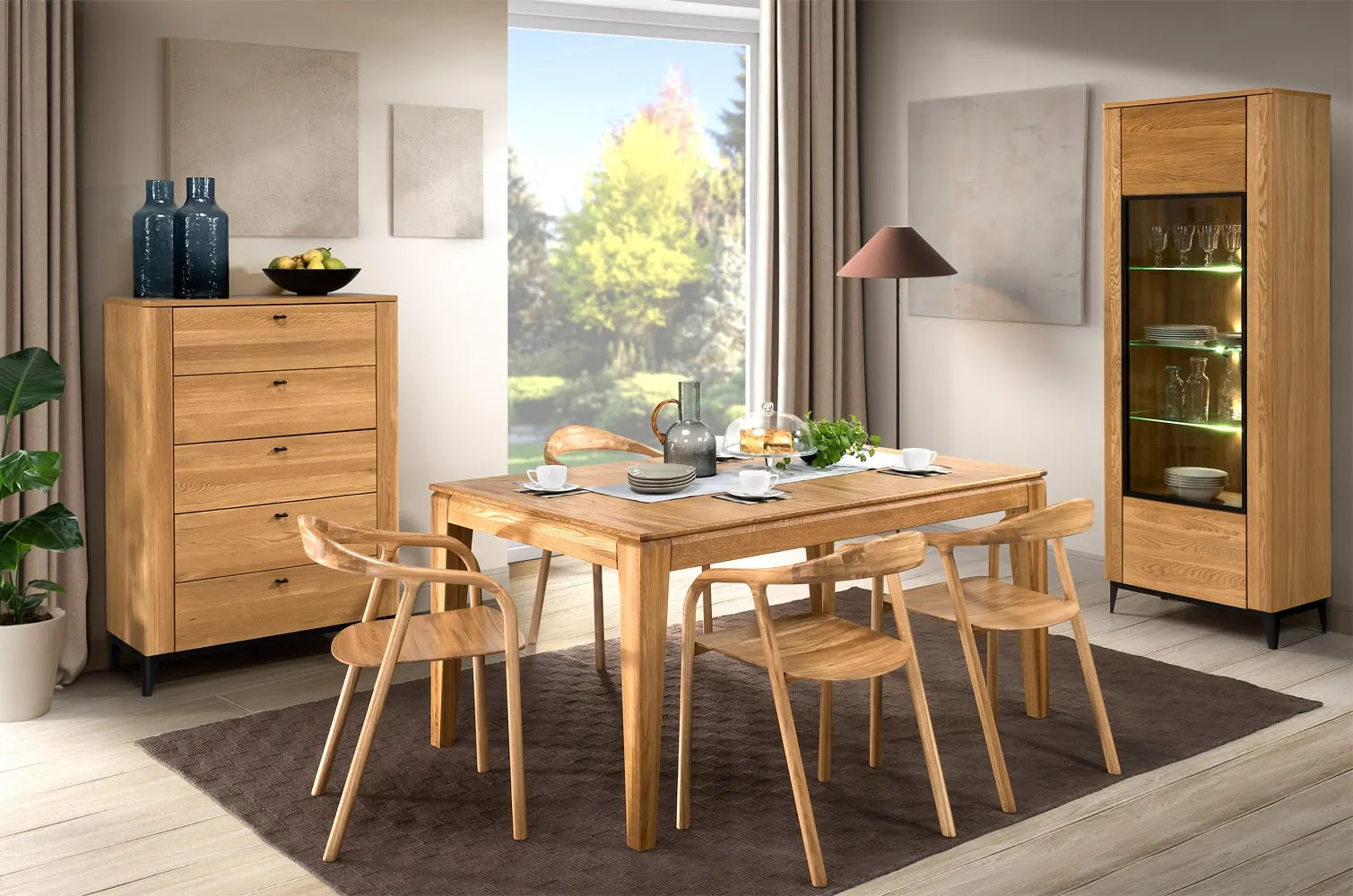 Komoda wysoka z 5 szufladami PORTO 75 - dąb złoty - TH-100-1679