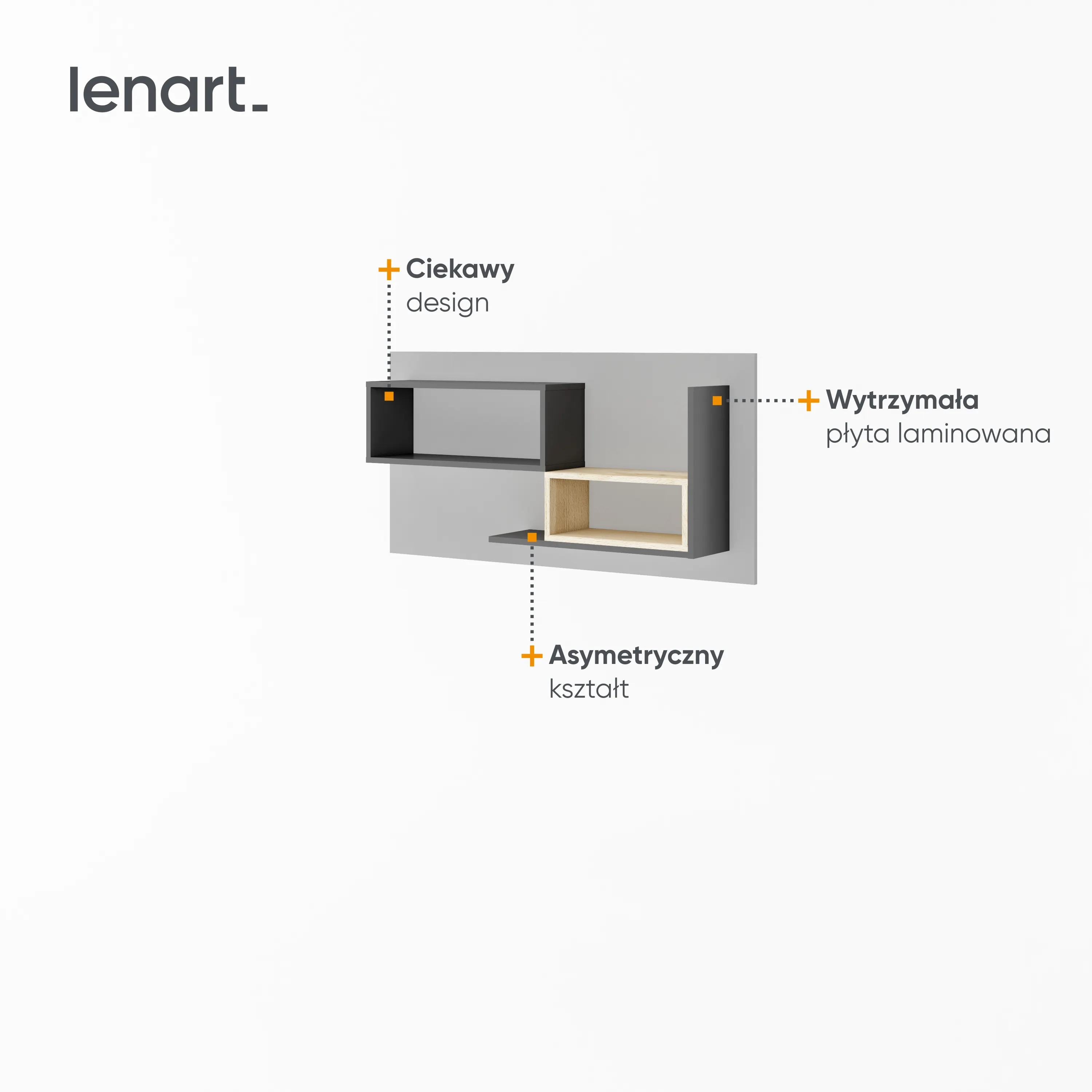 Półka wisząca Pok PO-10 120cm grafit/buk ibsen/szary jasny - PO10GBS