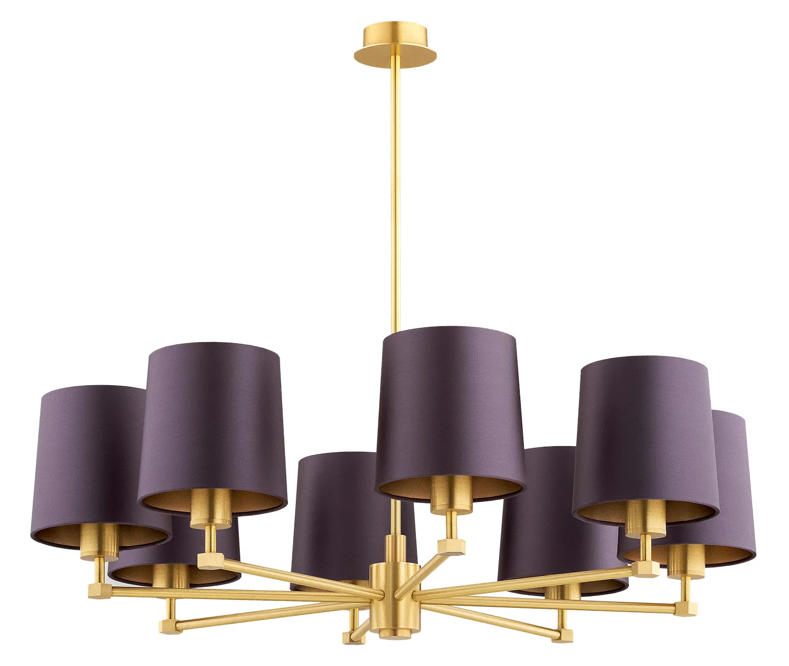 image lampa wisząca, kolor fioletowy, metalowa konstrukcja, łuki?