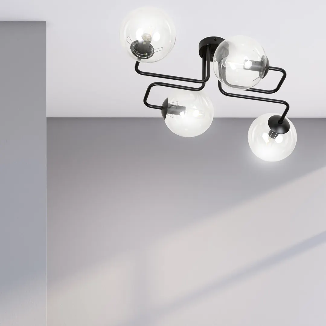 Lampa sufitowa BRENDI 4 czarny transparentny — zdjęcie 5