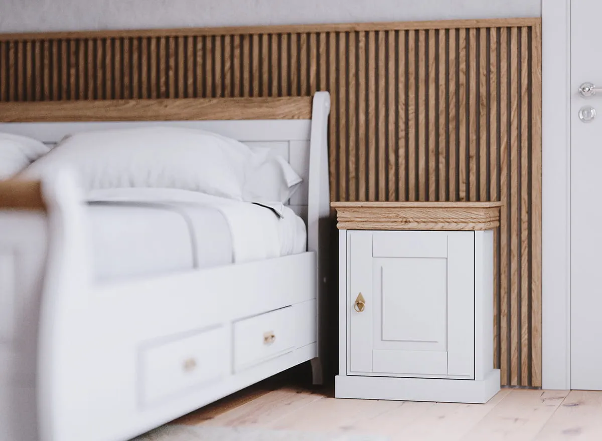 Łóżko sosnowe z 4 szufladami Toskania 160cm Kolor: biały, bejca - PL2025BS