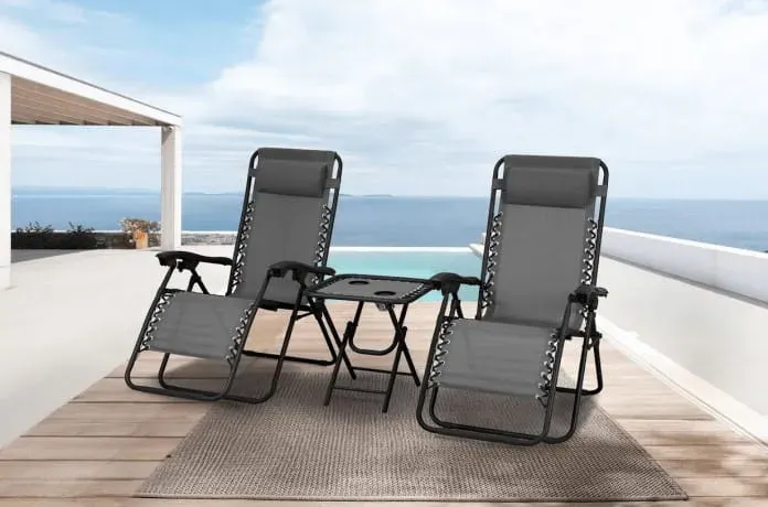 Zestaw 2 leżaków + stolik kawowy DELUX szary - MI_5905610252410