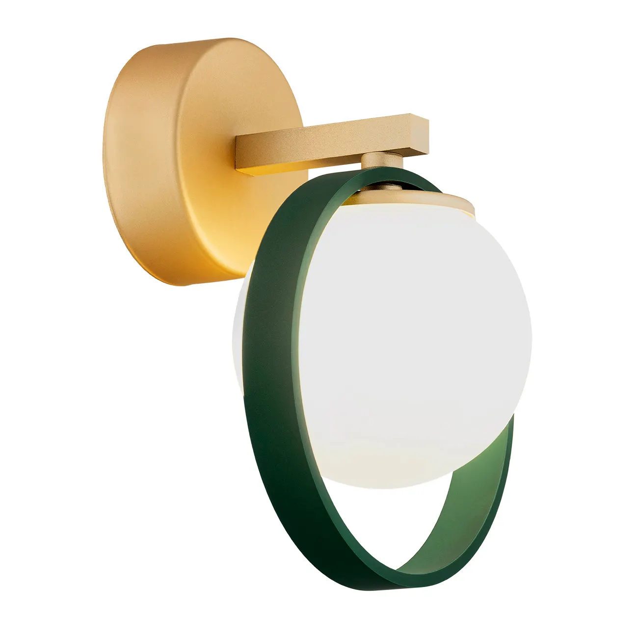 Kinkiet SATURNIA metalowy złoty zielony opal