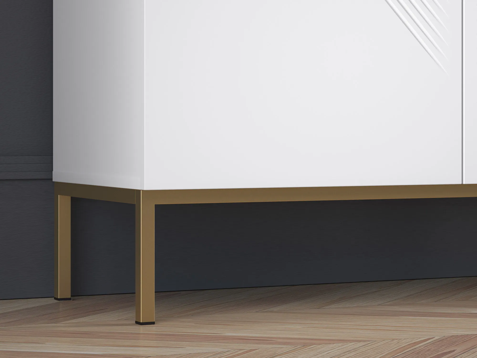 Komoda wysoka 2-drzwiowa CLEARING 01 biały alpejski, podstawa-złoty - 1CLEA01-001-03