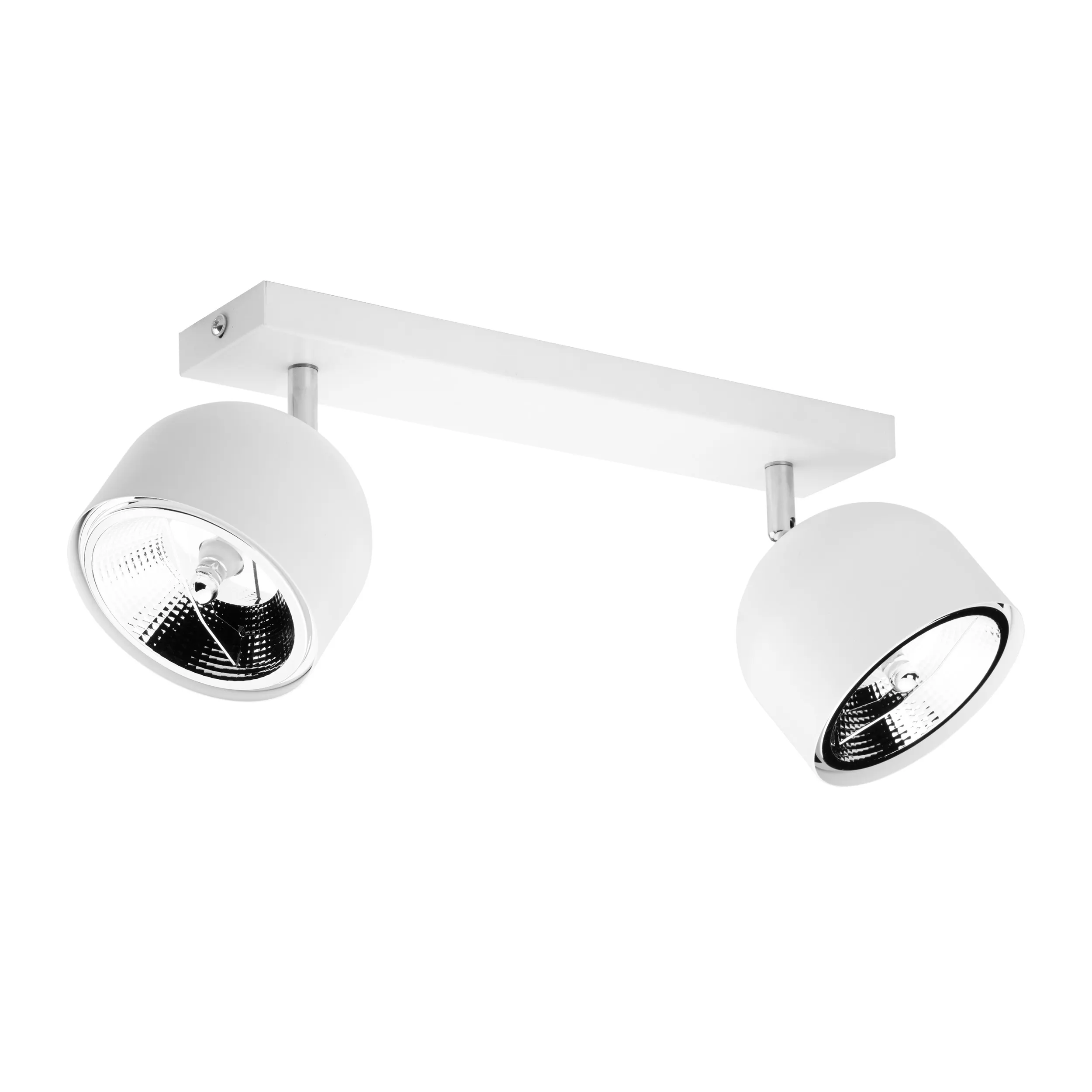 Lampa sufitowa ALTEA biała z chromowanymi elementami na metalowej listwie regulowana + komplet żarówek 47x22x17cm