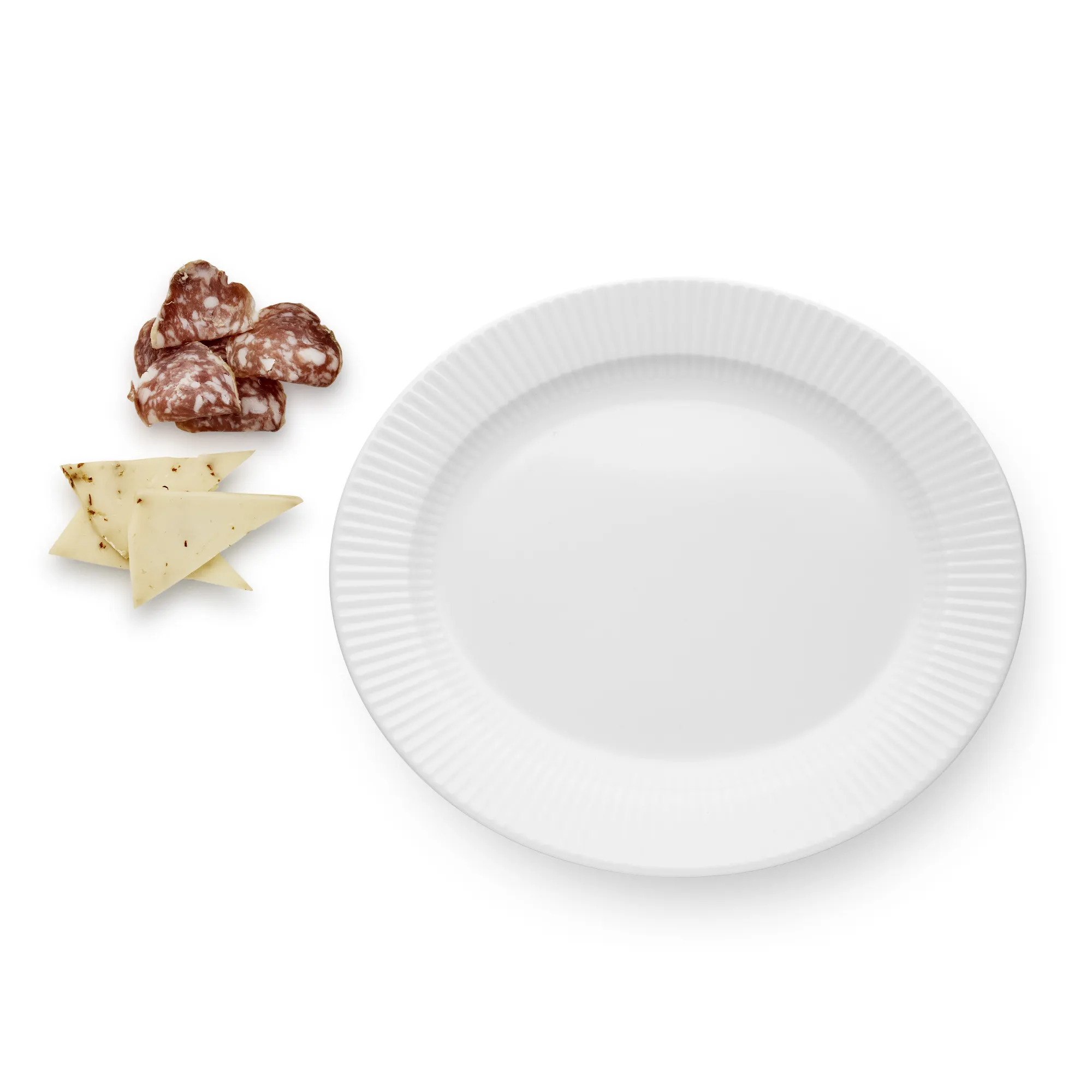 talerz, porcelana, biały, ribowana krawędź, serowy starter