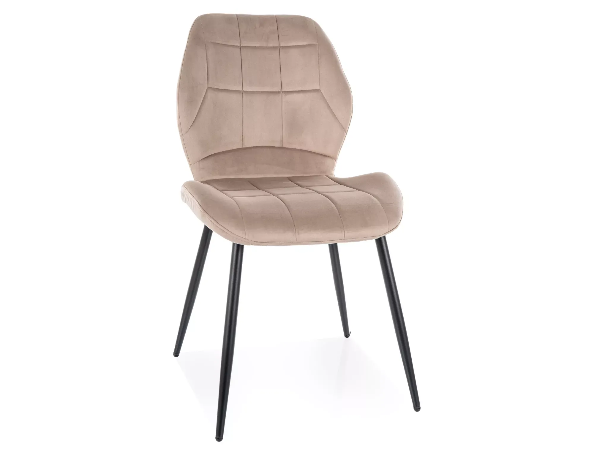 Krzesło aksamitne tapicerowane JAKE VELVET ciemnobeżowe/czarne nogi