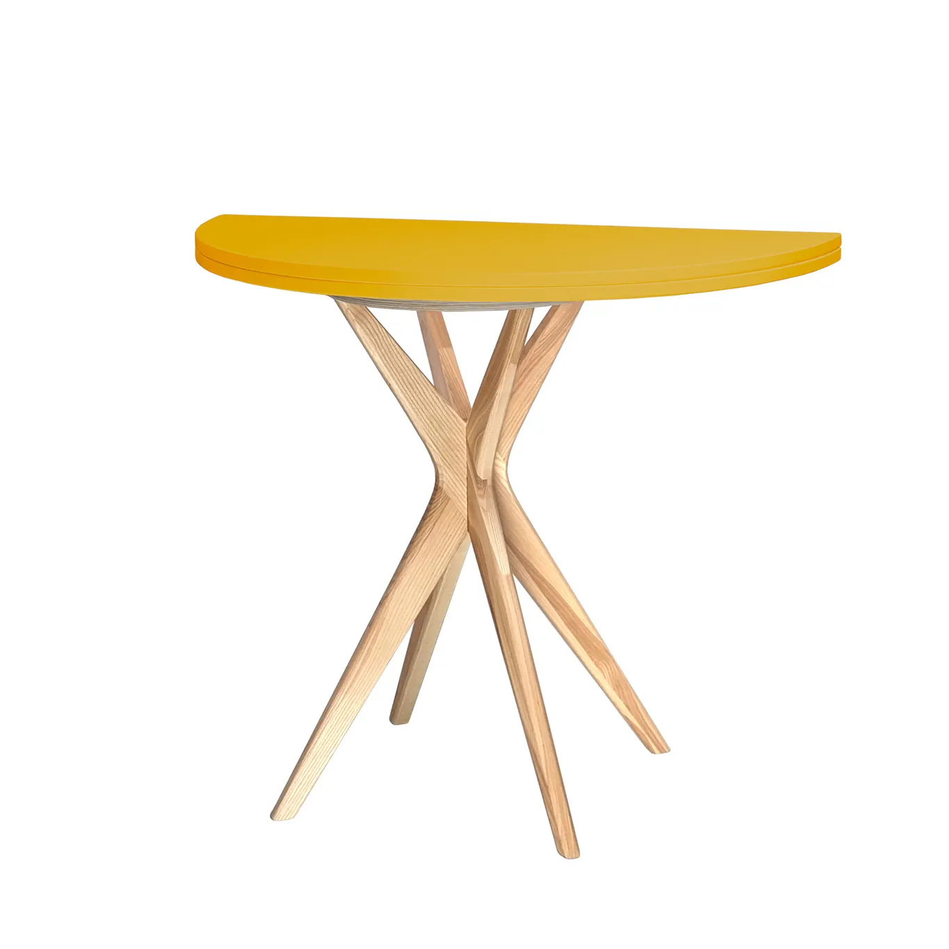 Półokrągły stół rozkładany JUBI śr. 100cm żółty
