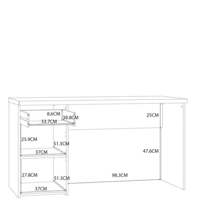 Biurko NET106 z szafką i szufladą - efekt drewna, biały - MT936-Q36