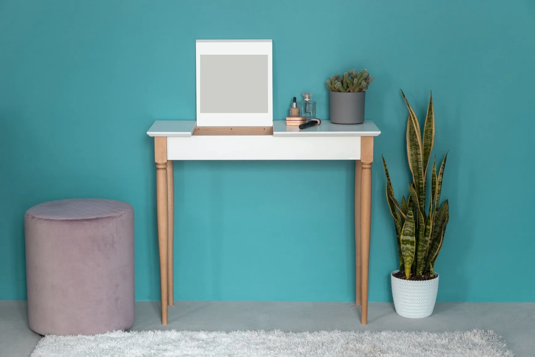 Toaletka z lustrem MAMO 65x35cm petrol blue naturalny - RAGABADTMA114