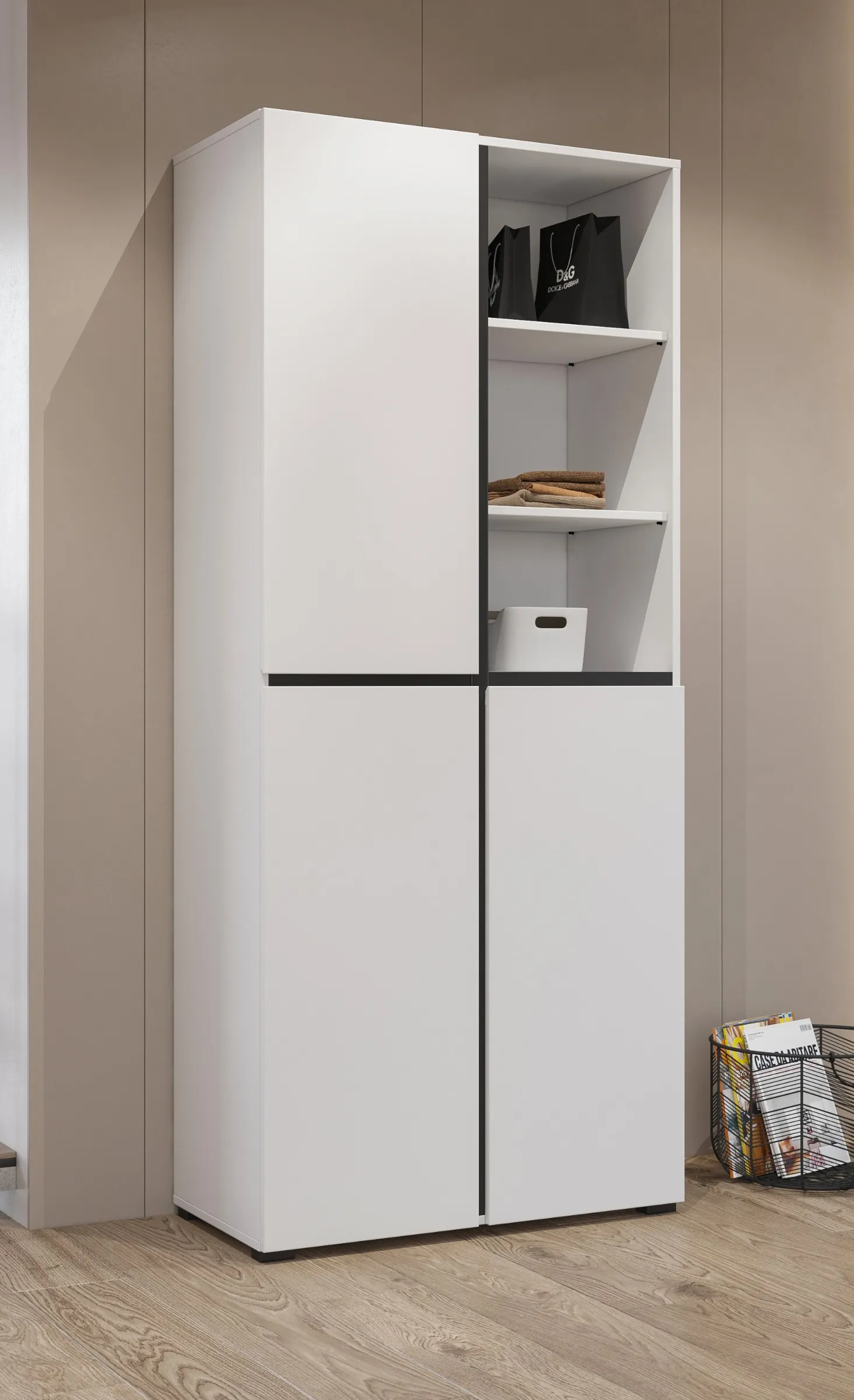 Regał 3-drzwiowy CROSS 80x183 biało-czarny - 249WMY88