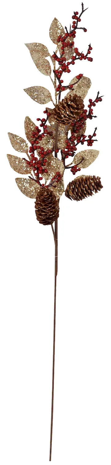 Gałązka z szyszkami i owocami 3380 złota