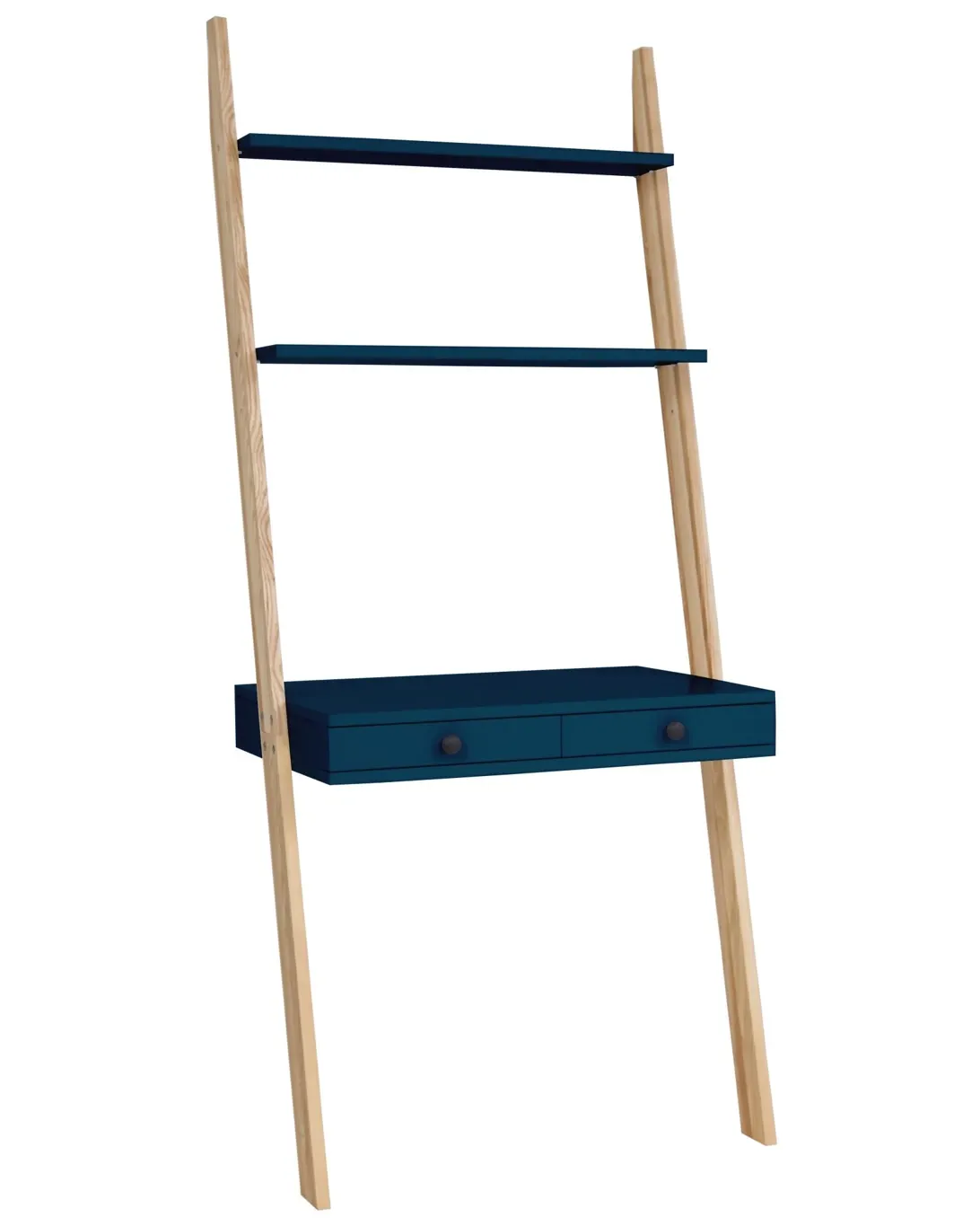 Biurko pionowe z szufladami i półkami LENO 79x183 ciemnoniebieski blat /jesionowe nogi Biurko pionowe z szufladami i półkami LENO 79x183 ciemnoniebieski blat /jesionowe nogi