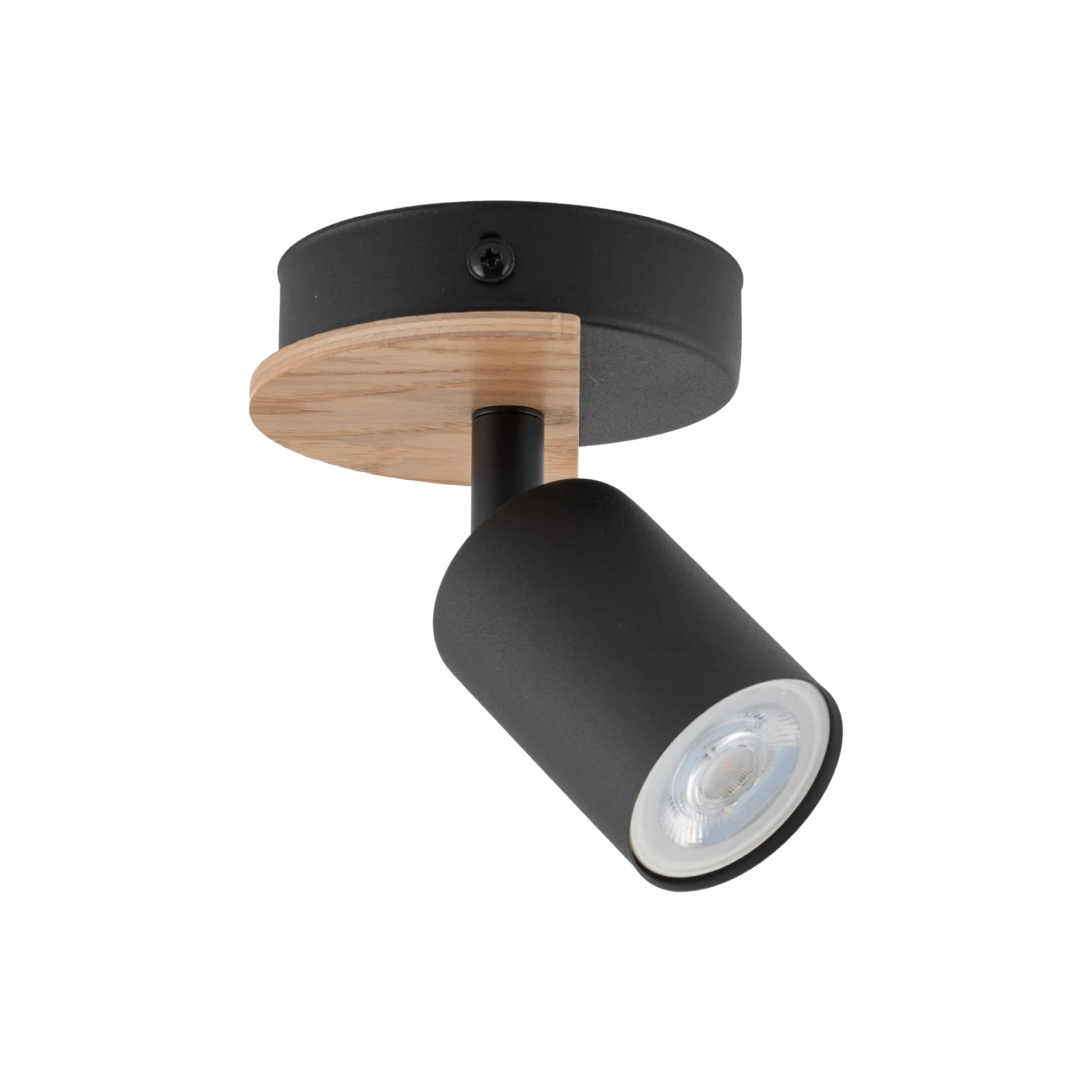 Lampa sufitowa / Kinkiet COVER czarna z drewnianym elementem regulowana 15x14x11cm - TK_4673