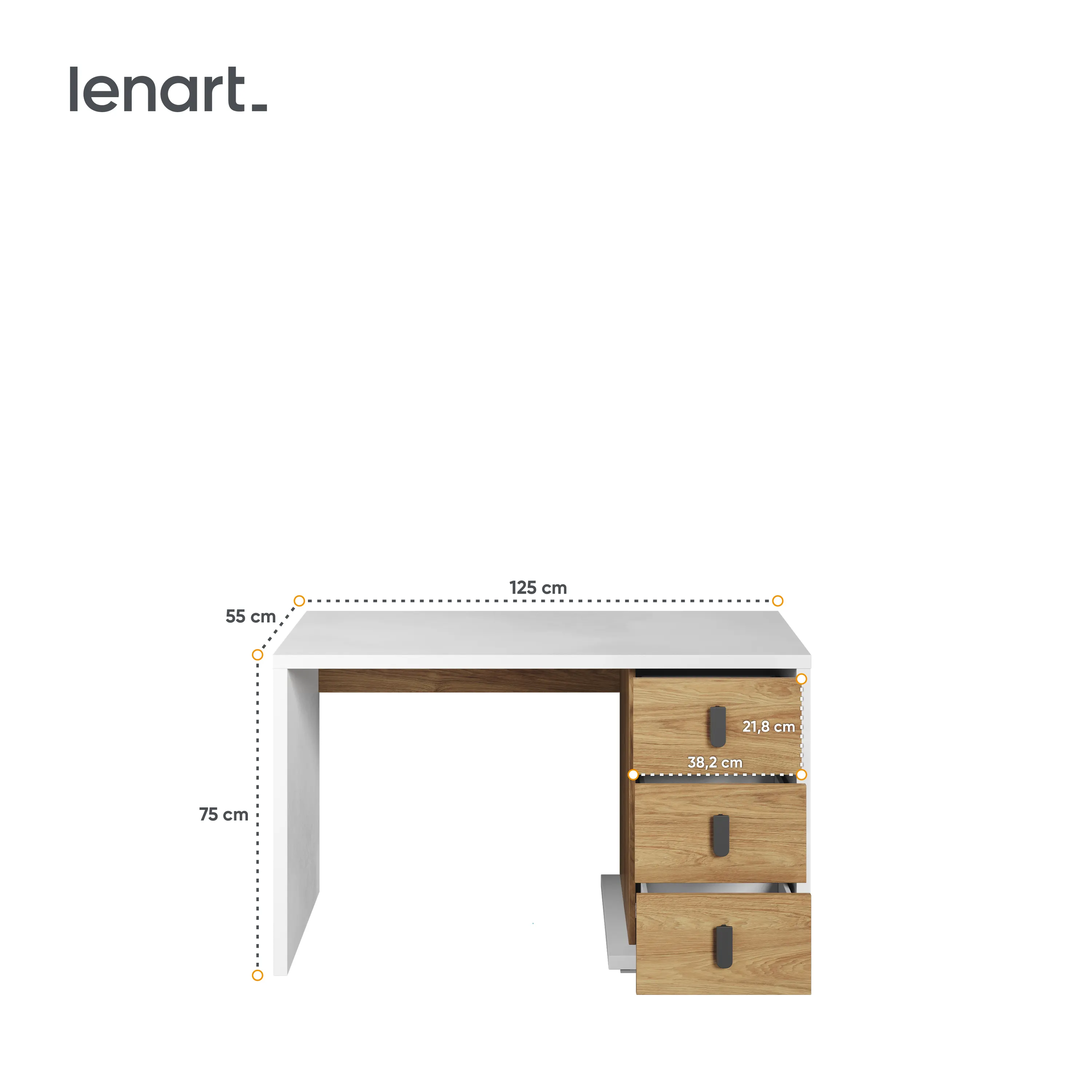 Biurko z szufladami Simi MS-06 125cm białe - MS6BH