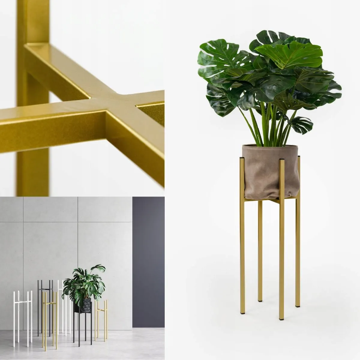 Kwietnik-stojak na donice metalowy ANGERS M złoty - LD_TZ000125