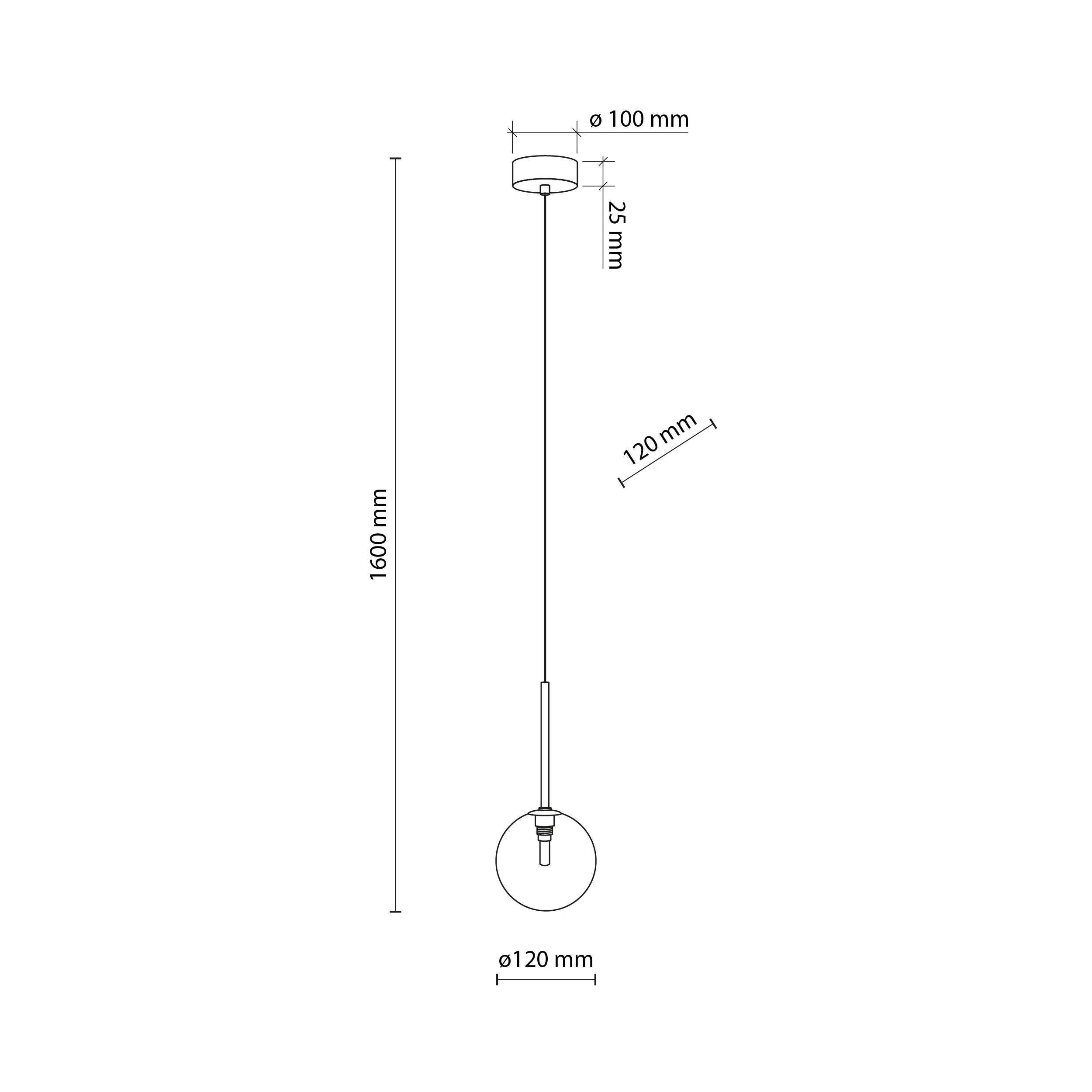 Lampa wisząca NILOS czarna ze złotym elementem z transparentnym okrągłym szklanym kloszem 160x12cm - TK_5941