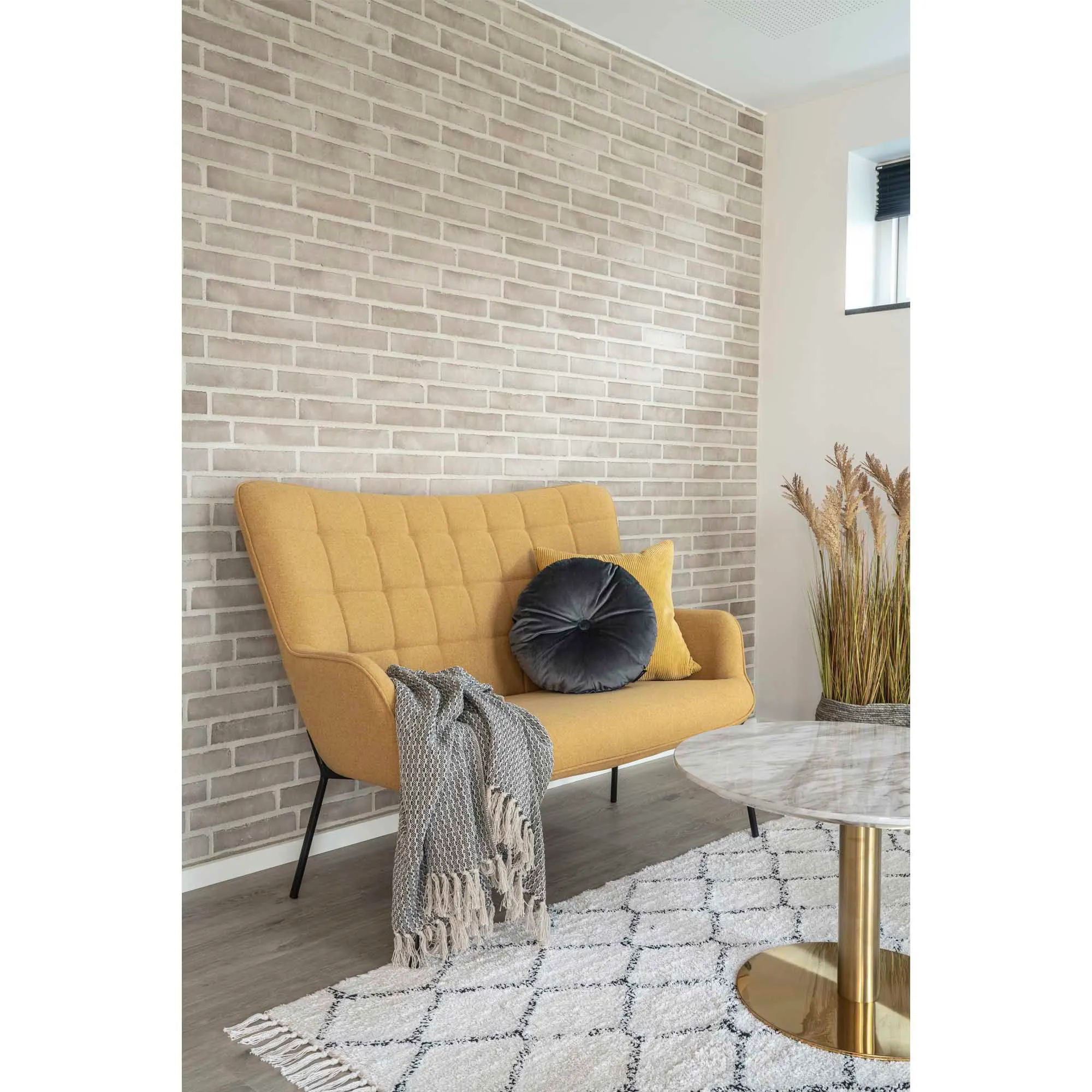 Koc z frędzlami recykling CORT bawełniany wzór C 130x160 cm szary beżowy - 3961004