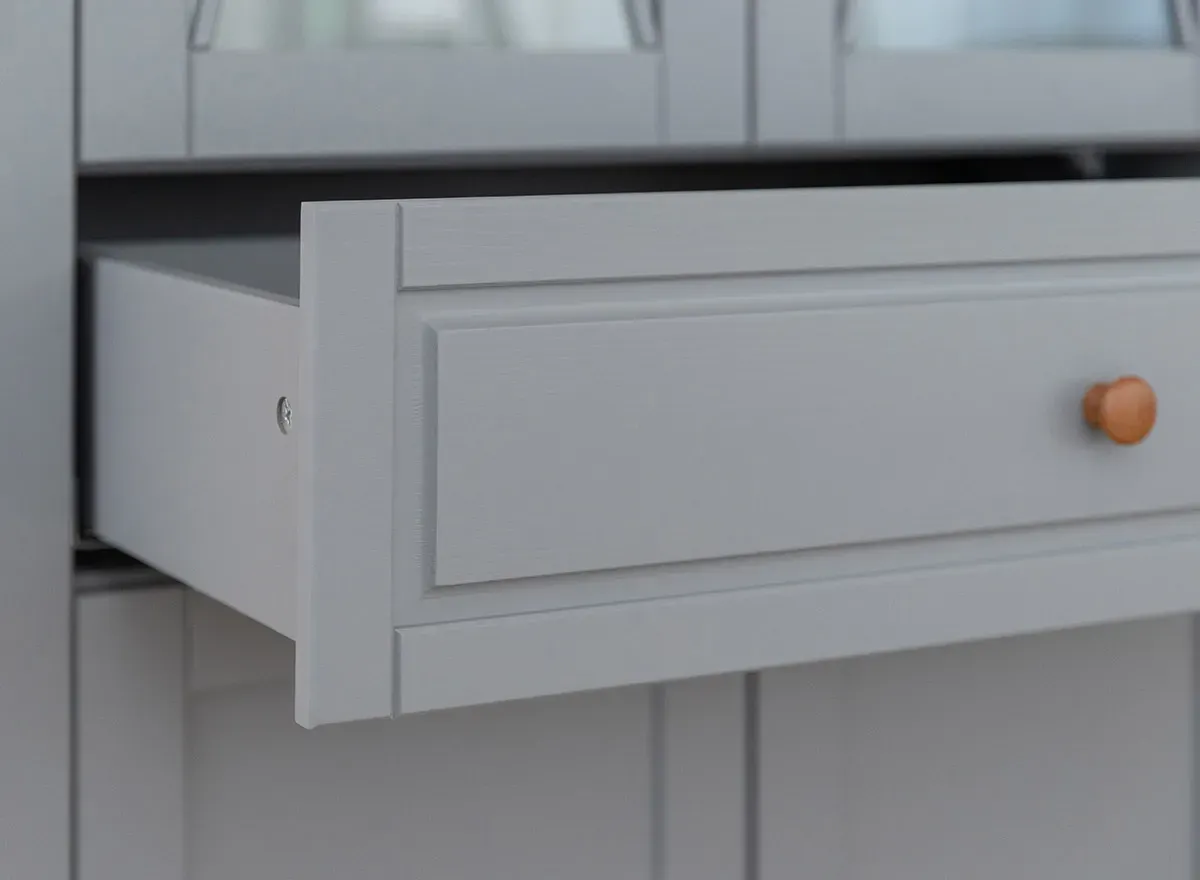 Witryna drewniana 4-drzwiowa z szufladą MARONE ELITE popielaty - PLMEL02/S