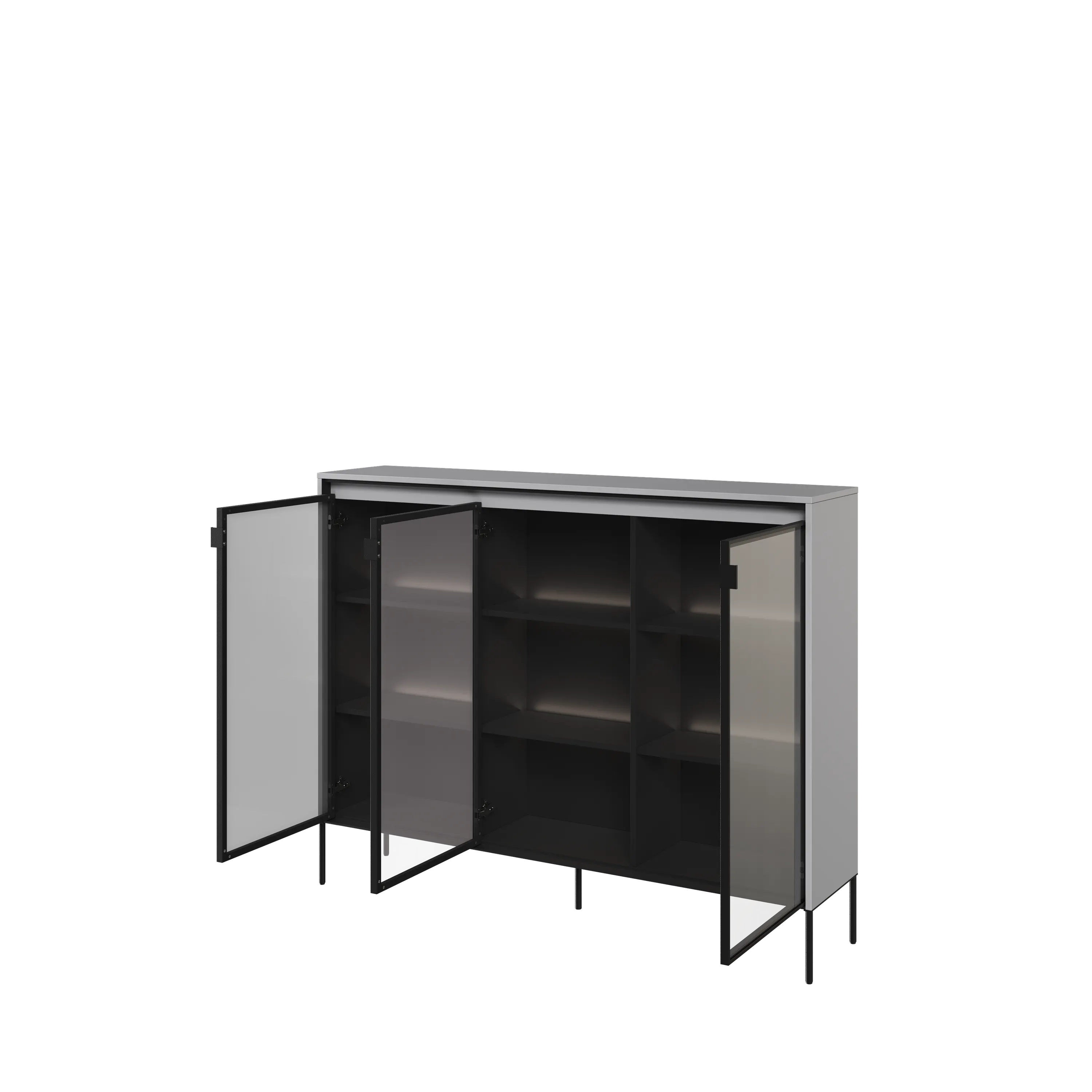 Niska witryna z oświetleniem TREND TR-08 3D szary/czarny - TR8SC-V2