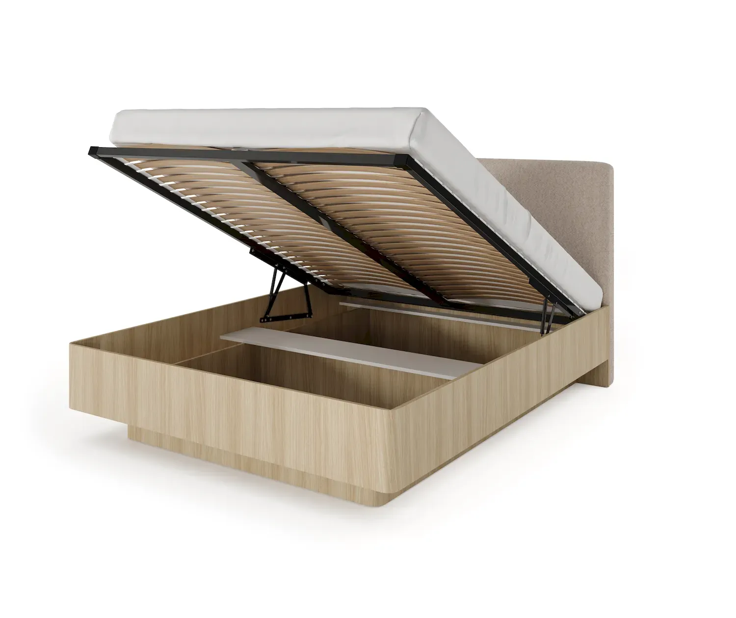 Łóżko z pojemnikiem i tapicerowanym zagłówkiem VIKI tkanina Abriamo 3 dąb barista - LA_VIKI_ŁÓŻKO_Z_ZAGŁOWIEM_TAPICEROWANYM