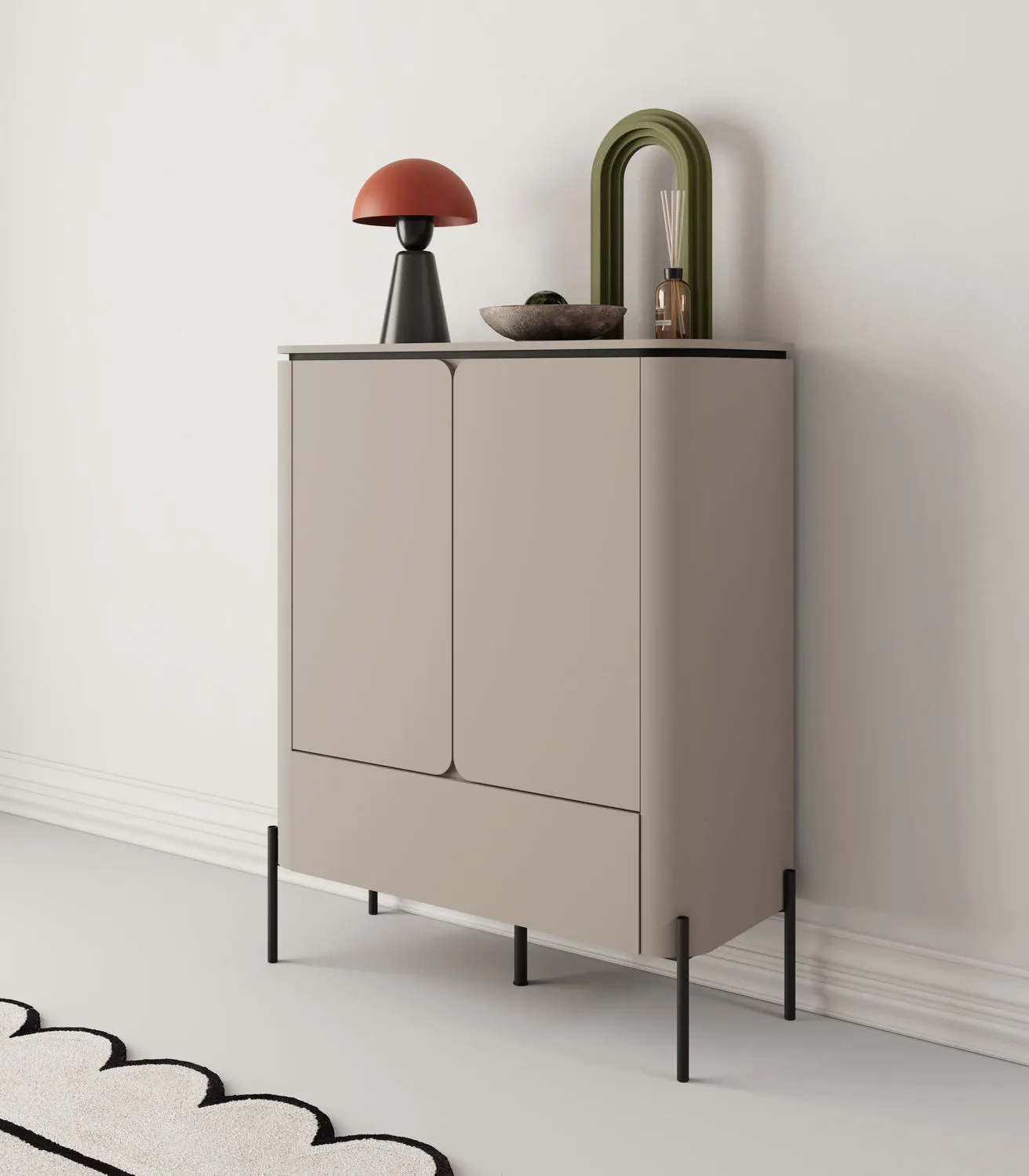 Komoda 2-dzwiowa z szufladą BELLO wysoka 98x123 congo - 24COOB42