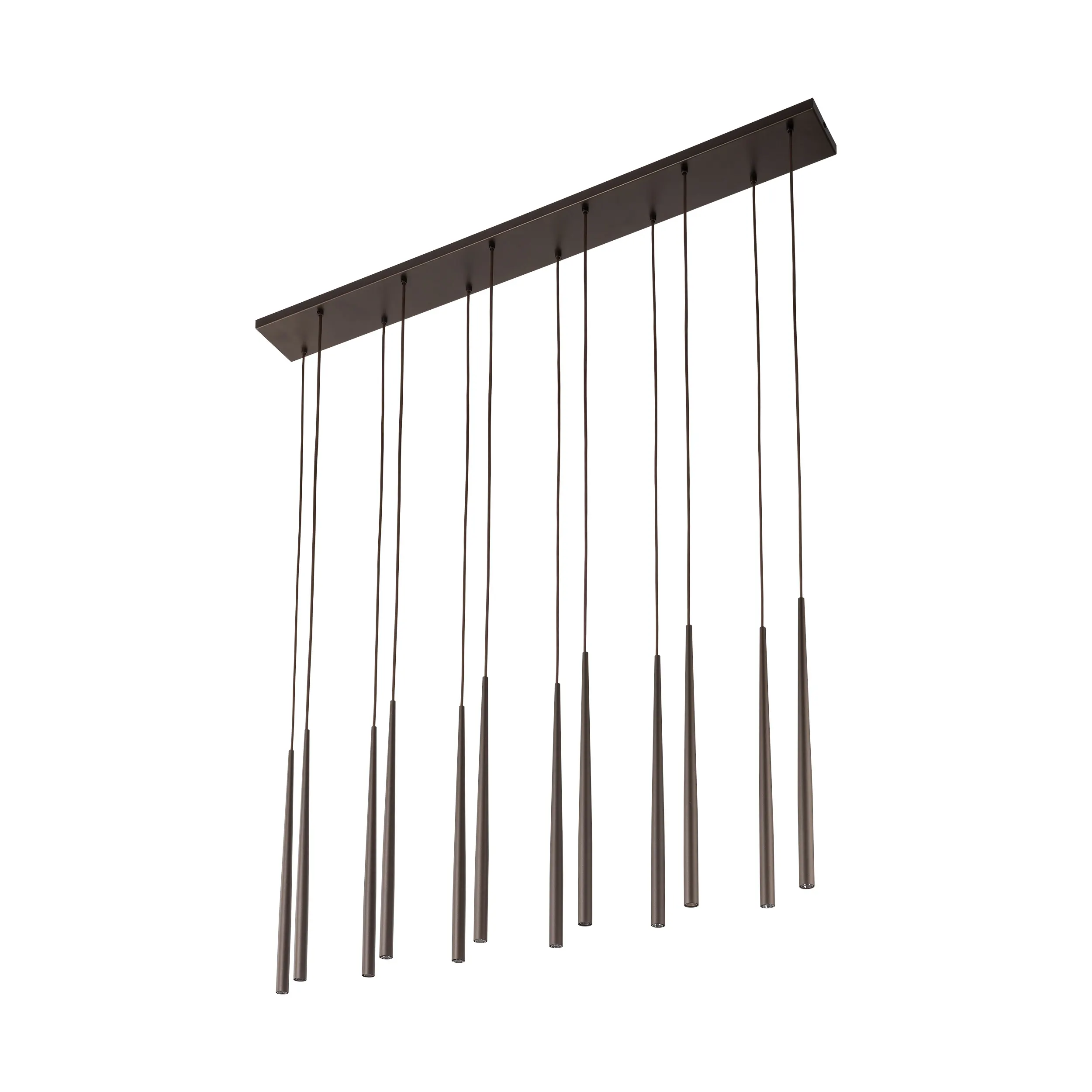 Lampa wisząca PIANO brązowa 12 smukłych eleganckich reflektorów na metalowej listwie 140x120x12cm - TK_10111