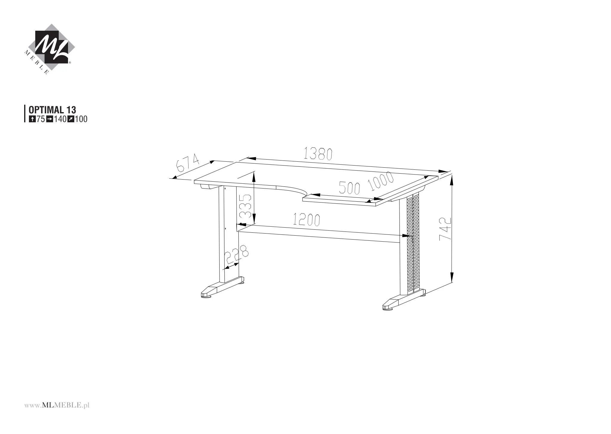 32940-biurko-narozne-optimal-13-sonoma-jasna-ml-meble Biurko narożne OPTIMAL 13 Dąb sonoma jasna 100x138 - 1OPTI13-002