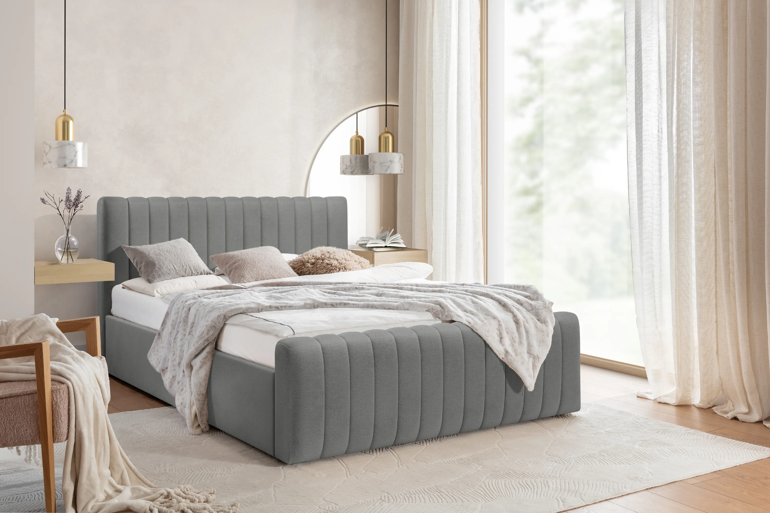 Łóżko Nicole z pojemnikiem / 140x200 / Perfect Harmony 85 - szary - B_158727