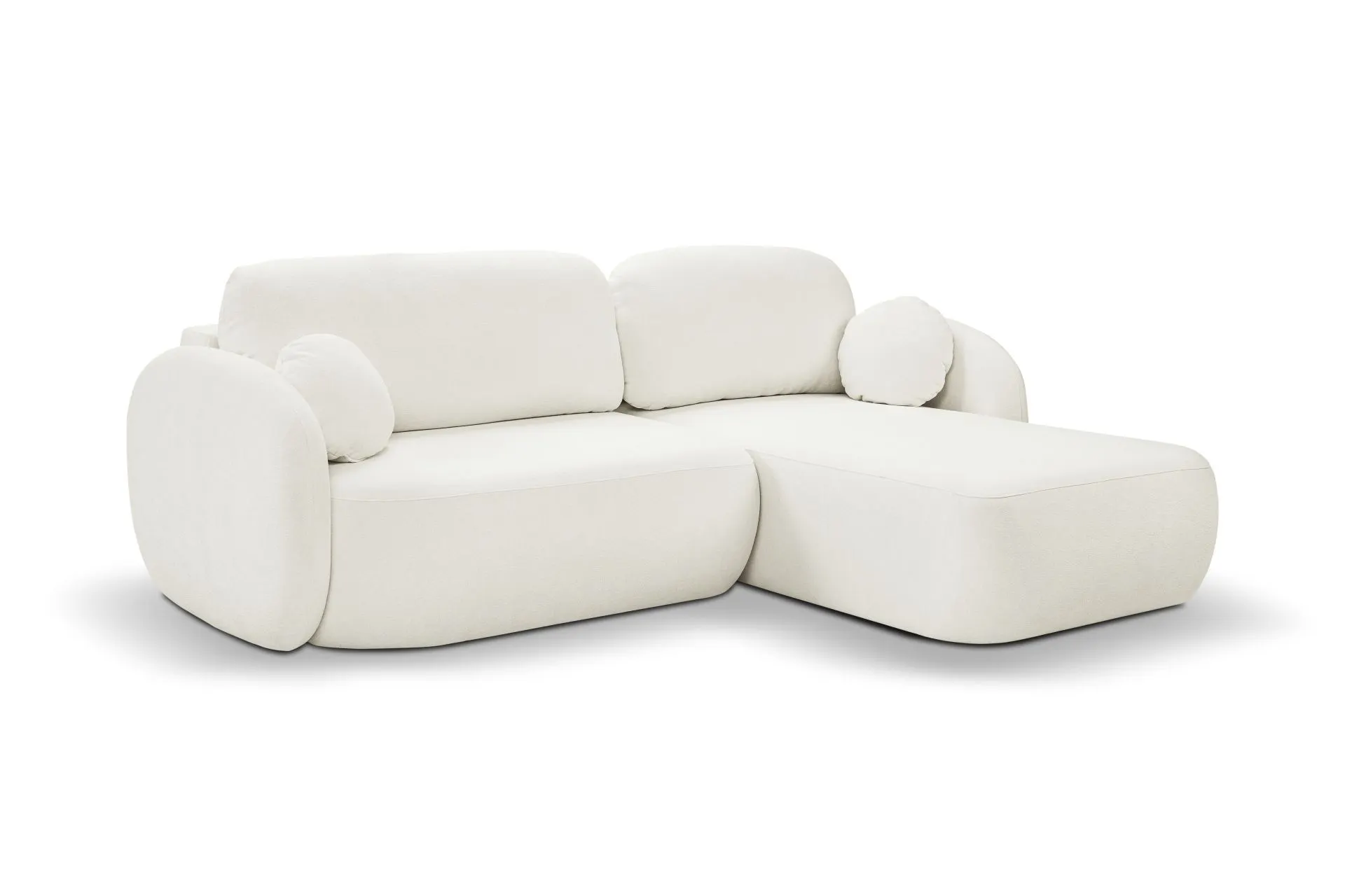 Narożnik rozkładany z pojemnikiem OLIO SICURIO 248 cm prawostronny kremowy - OLIO_NAR_SICURIO60_P