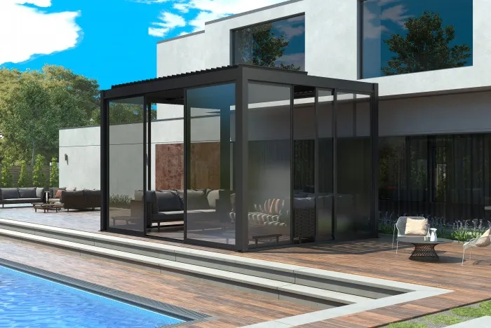 Drzwi przesuwne szklane LUXE 370x218cm do 4m antracyt - MI_5905610251574