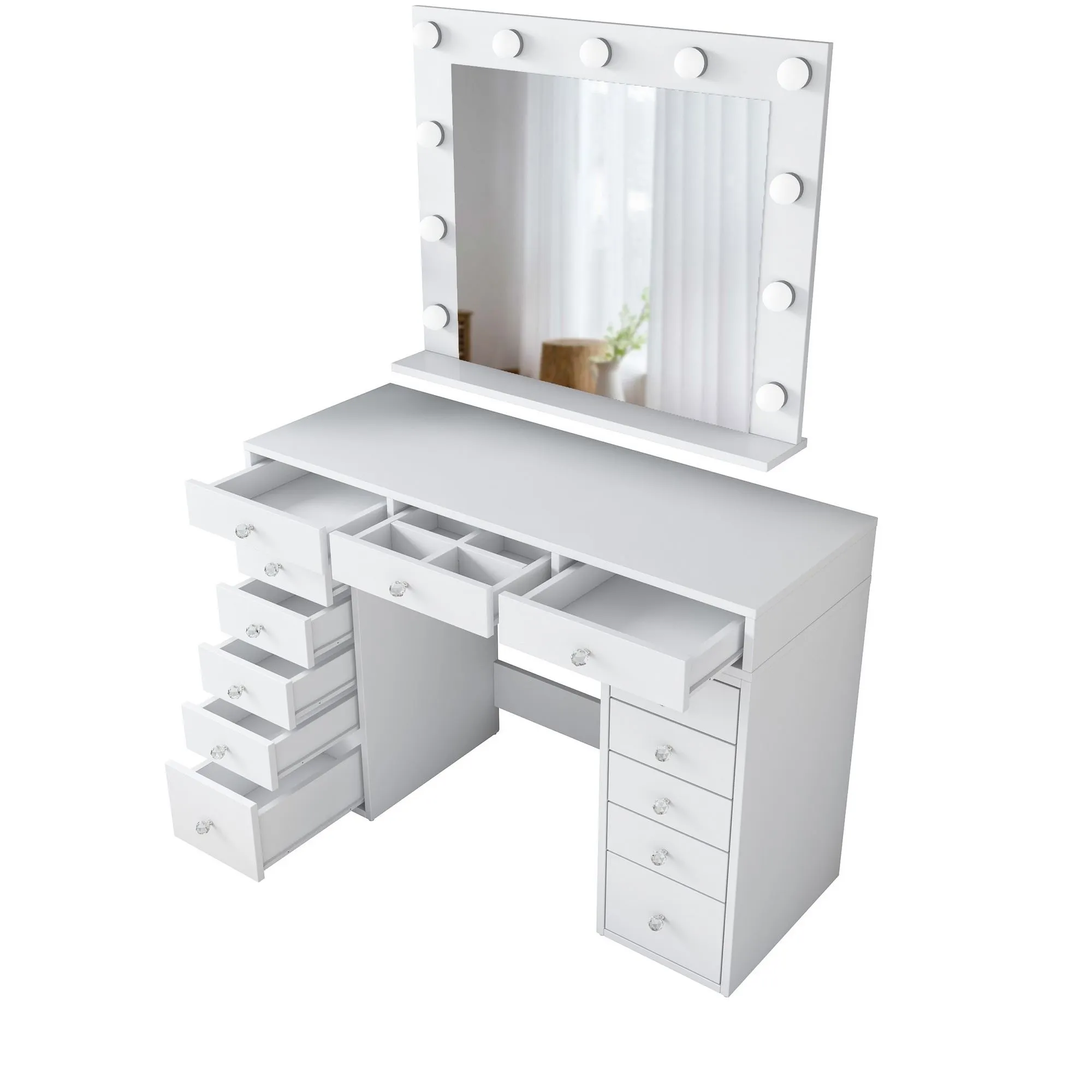 Toaletka z podświetlanym lustrem i szufladami BJ 119 biała - ASI_893RAN5416