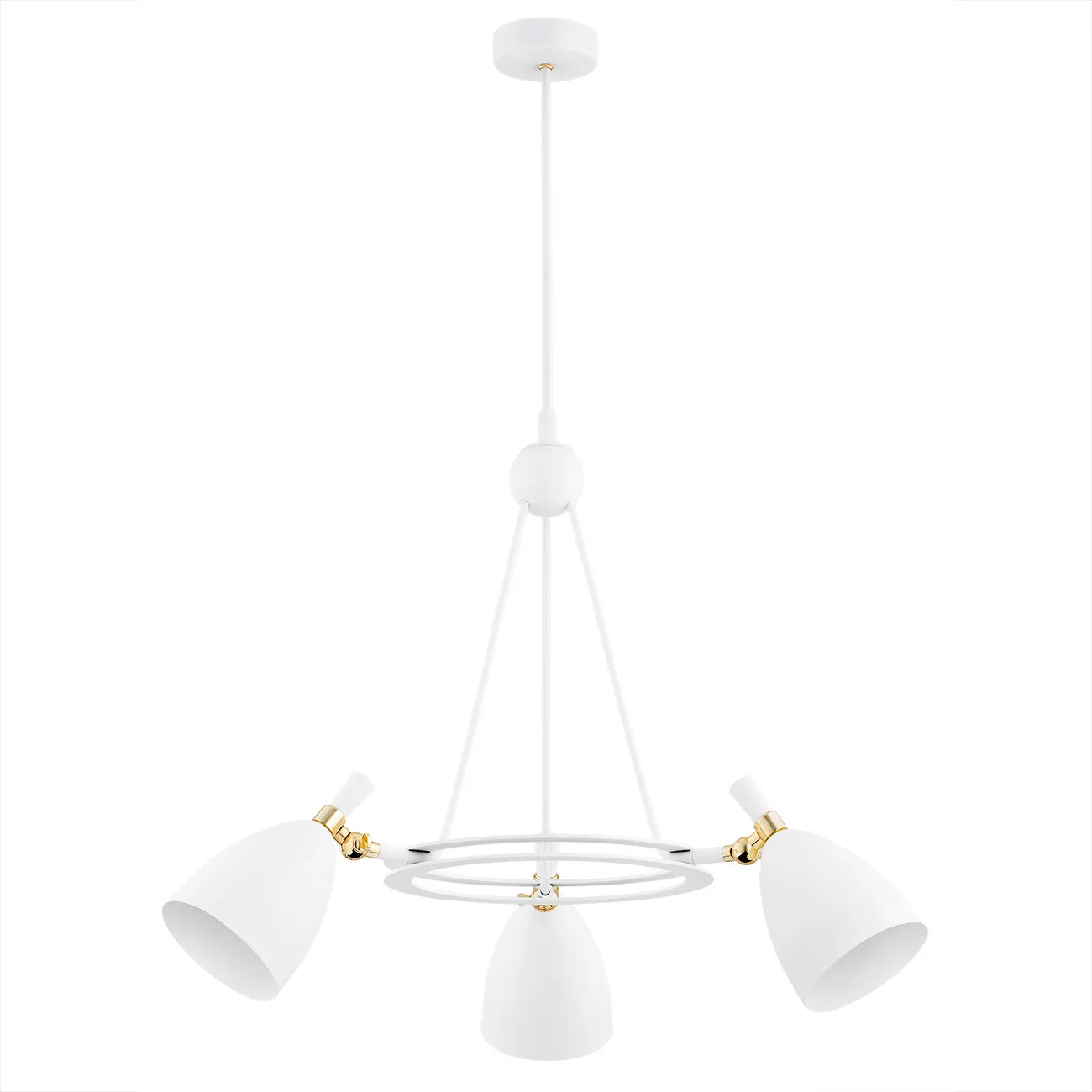 Żyrandol CHARLOTTE metalowy biały mosiądz 95x48cm - 6148