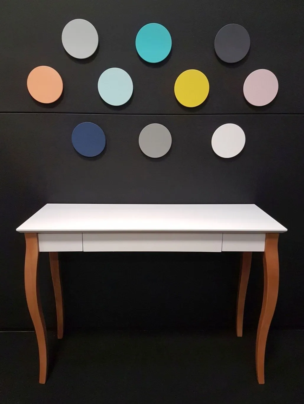 Biurko z szufladą LILLO 85x40 granatowy blat/drewniane nogi - RAGABAWDLIL215