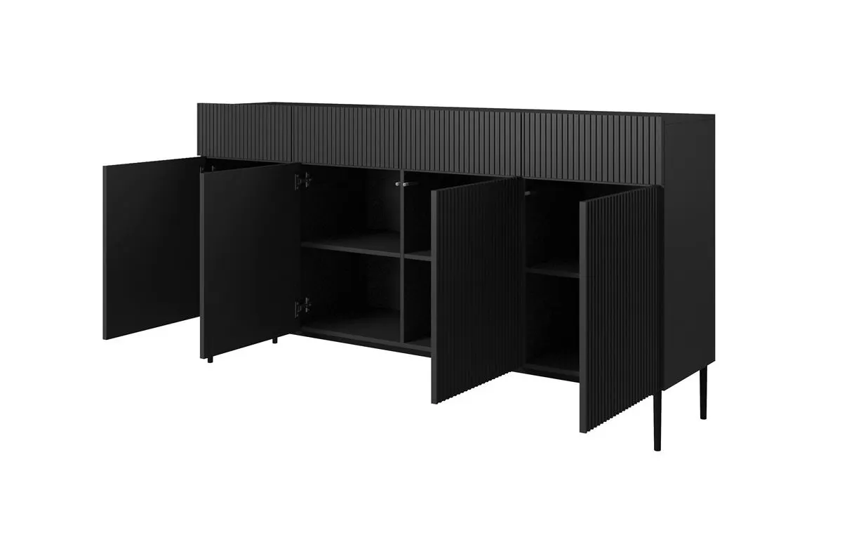 Komoda NICOLE 200 z 4 szufladami - czarny mat - czarny stelaż - B_57176