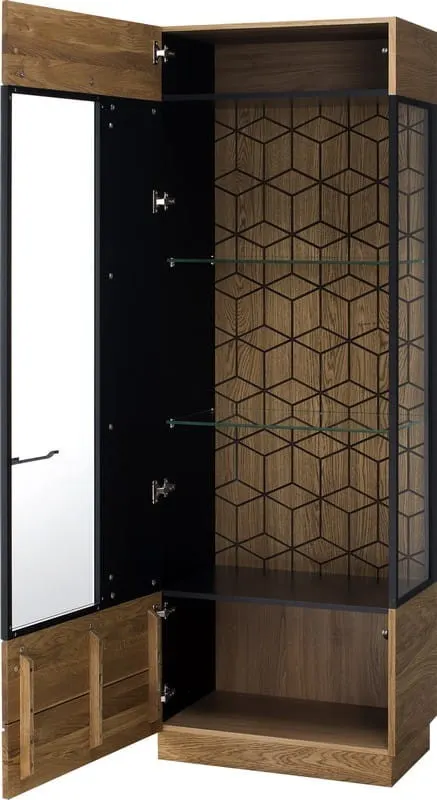 Witryna 1-drzwiowa MOSAIC 10 lewa drewniana - dąb miodowy, czarny 196x67x42cm - TH-100-1053