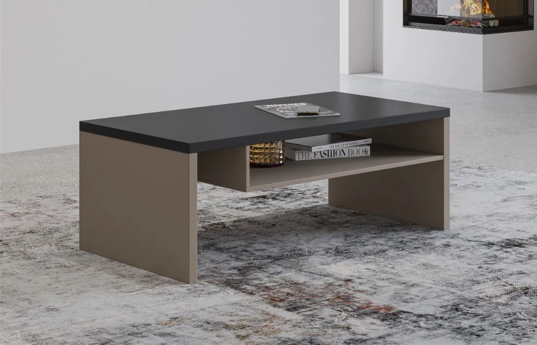 Stolik kawowy z półką CROSS 60x120 congo/czarny blat - 24CWMY99