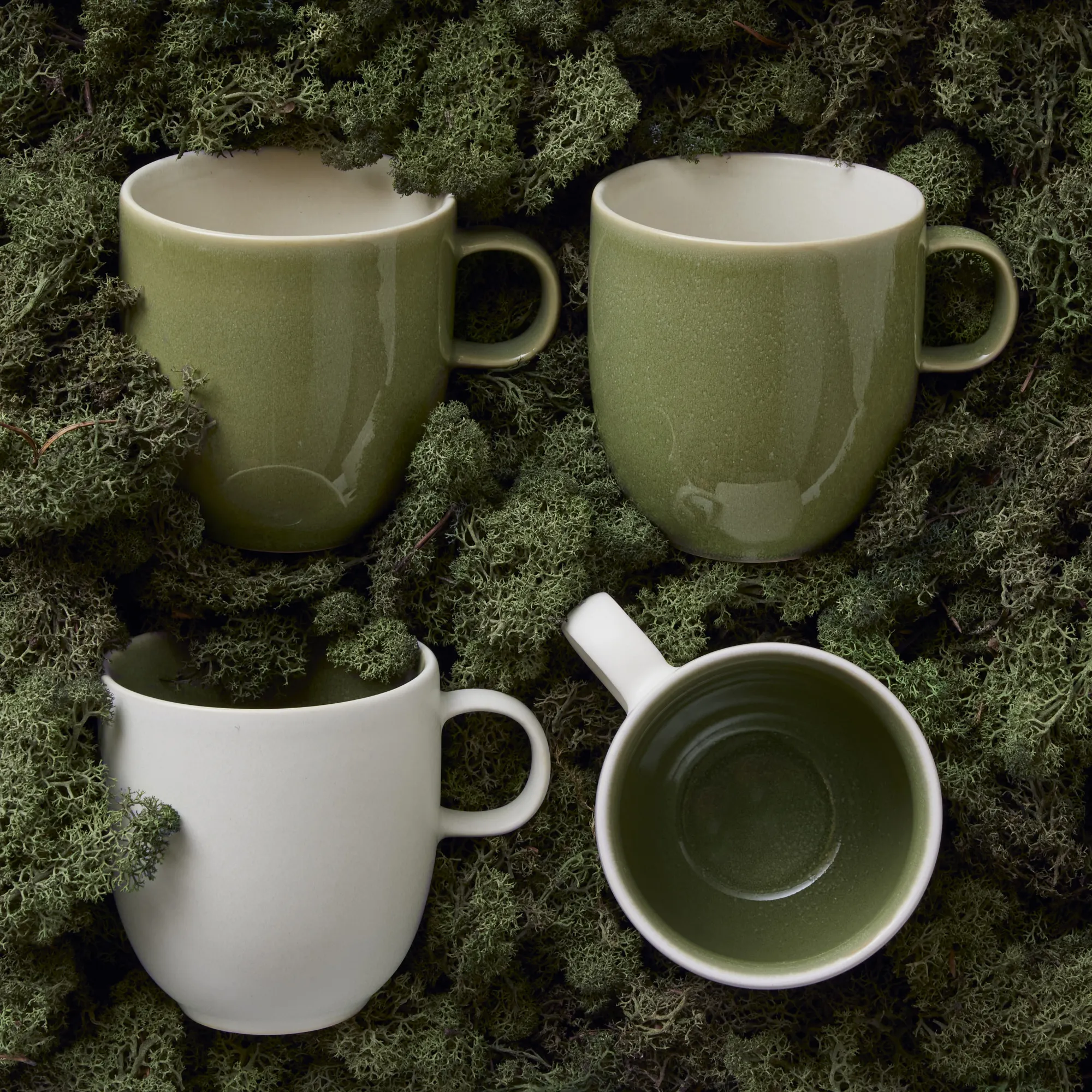 image kubki, zielony, ceramiczny, zestaw, kolor