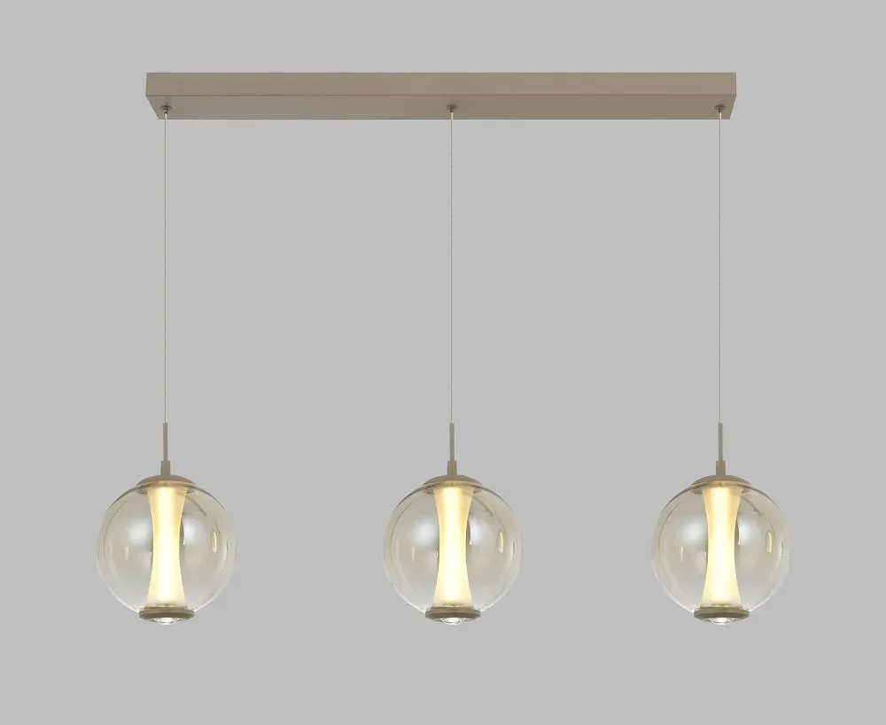 image lampa wisząca, trzy lampy, szklane kule, kabelowy zawieszany, ciepłe światło