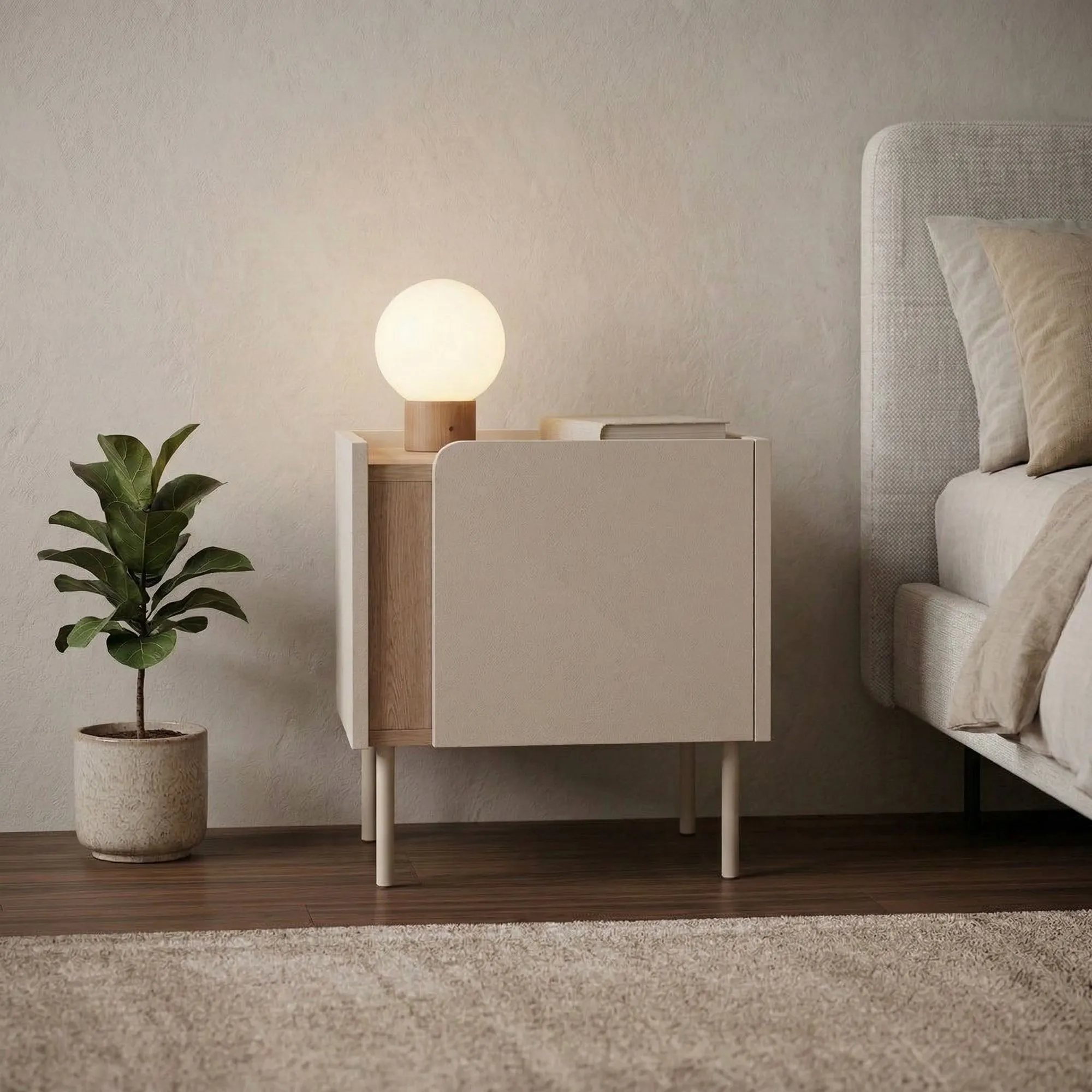 Szafka nocna LUCILE 45,5 cm piaskowy Dąb Sepet - ASI_632NRD1247