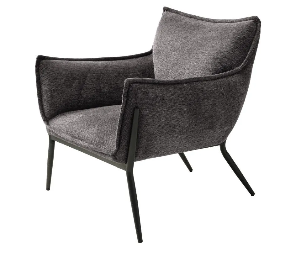 image fotel, sofa chair, szary, tkanina, metalowe nóżki