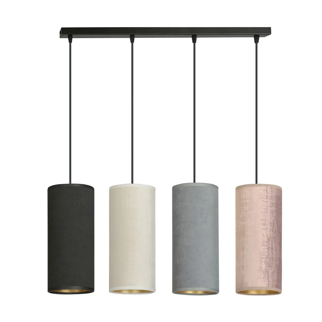 Lampa wisząca BENTE 4 BL MIX welurowe abażury