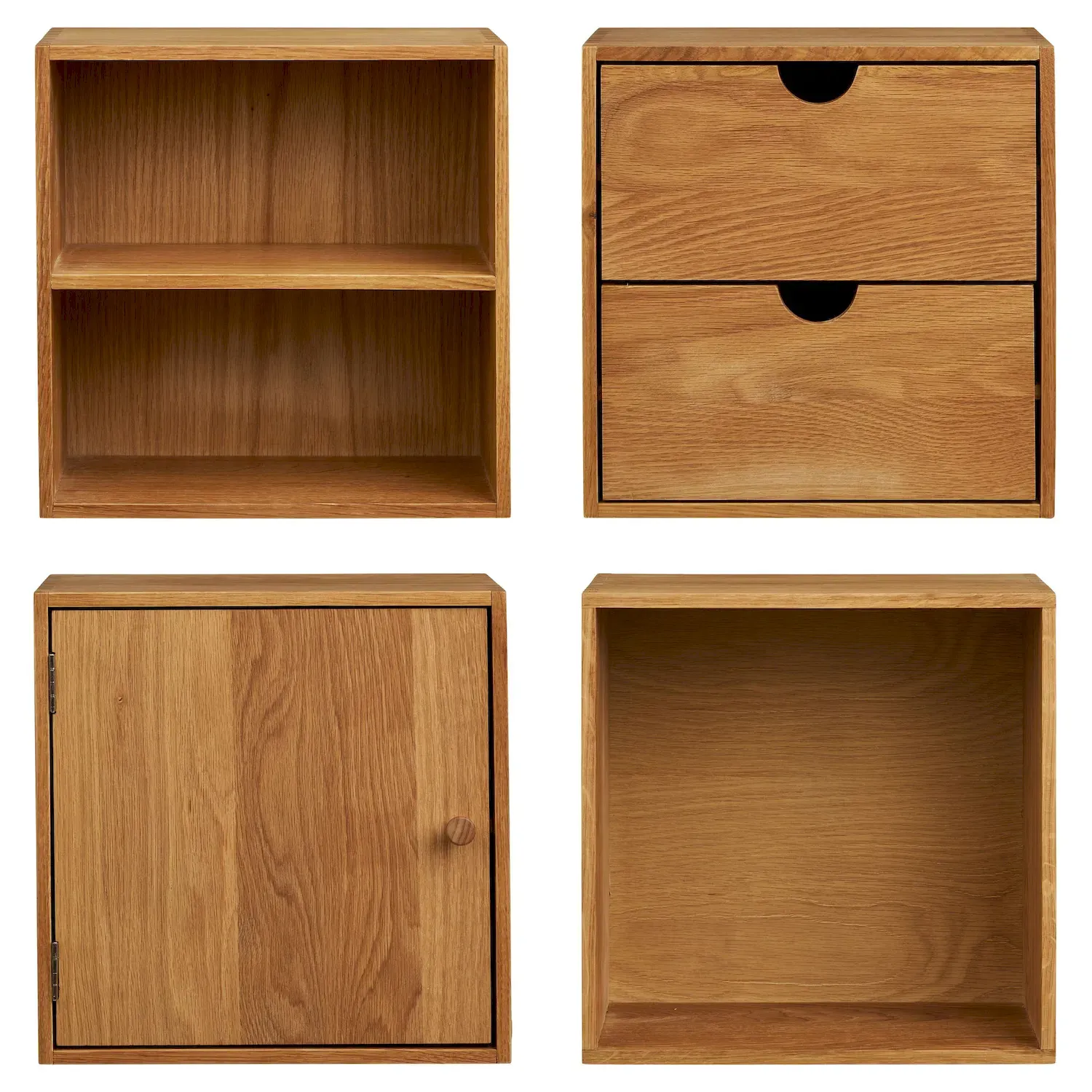 Półki ścienne drewniane TOWNSVILLE Zestaw 4 sztuk naturalny - 4291149-S