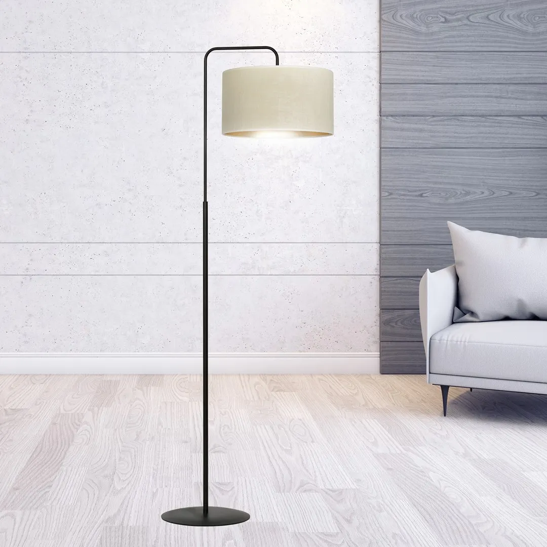 Lampa stojąca HILDE 150 cm czarno-beżowa metalowa - 1052/LP1