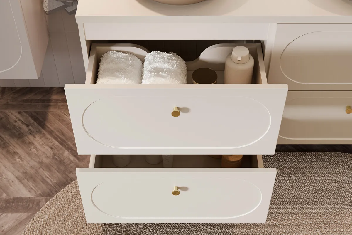Szafka pod umywalkę 80cm 2 szuflady DONNA SAND beżowa — zdjęcie 8